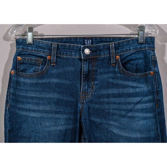 Gap Denim Girlfriend Cut Dark Indigo Wash Stretch Slim Leg Jeans SU18 Sz 26 - Picture 2 of 3